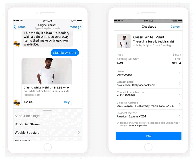 facebook messenger purchases